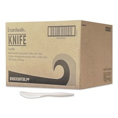 Mediumweight Polypropylene Cutlery, Knife, 5.86", Plastic, White, 1,000/Carton