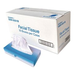 Facial Tissue, Flat Box, 2-Ply, White, 100 Sheets/Box, 30 Boxes/Carton