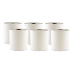 Hard Wound Towel, 1 Ply, 8" x 700 ft, White, 6/Carton