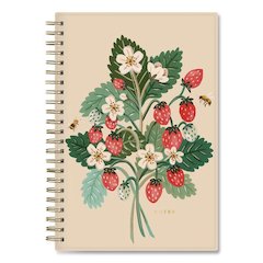 Blue Sky Bespoke Letterpress Content Notebook, Strawberry and Bee Cover, (150) 8 x 5 Sheets