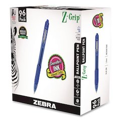 Z-Grip Ballpoint Pen, Retractable, Medium 1 mm, Blue Ink, Transparent Blue Barrel, 96/Pack