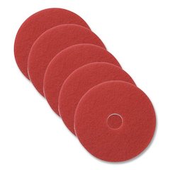 Buffing Pad, 16" Diameter, Red, 5/Carton