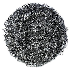 Stainless Steel Scrubbers, Large, 4 x 4, Steel Gray, 12 Scrubbers/Pack, 6 Packs/Carton