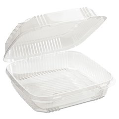 ClearView SmartLock Hinged Lid Container, 49 oz, 8.2 x 8.3 x 2.9, Clear, Plastic, 200/Carton