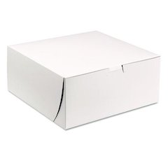 White One-Piece Non-Window Bakery Boxes, 9 x 9 x 4, White, Paper, 200/Carton