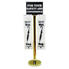 Wet Umbrella Bag Stand, 16w x 12d x 54.5h, Brass/Black/White