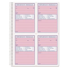 Telephone Message Book with Fax/Mobile Section, Two-Part Carbonless, 3.88 x 5.5, 4 Forms/Sheet, 200 Forms Total