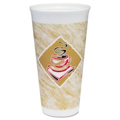 Cafe G Foam Hot/Cold Cups, 20 oz, Brown/Red/White, 500/Carton