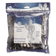 Reflections Heavyweight Plastic Utensils, Spoon, Silver, 40/Pack