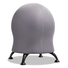Zenergy Ball Chair, Backless, Supports Up to 250 lb, Gray Fabric Seat, Black Base