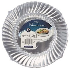 Classicware Plastic Dinnerware Plates, 10.25" dia, Clear, 12/Pack