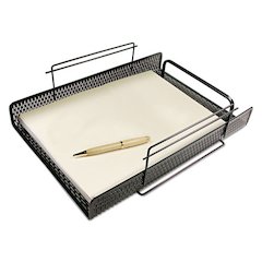 Urban Collection Punched Metal Letter Tray, 1 Section, Letter Size Files, 10" x 13.75" x 3.5", Black