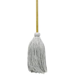 Cotton Deck Mop, #32 White Cotton Head, 50" Wood Handle, 6/Carton