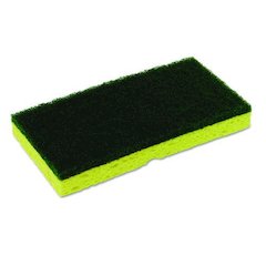 Medium-Duty Scrubber Sponge, 3.13 x 6.25, 0.88" Thick, Yellow/Green, 5/Pack, 8 Packs/Carton
