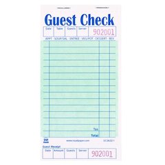 Guest Check Pad with Ruled Back, 15 Lines, One-Part (No Copies), 3.5 x 6.7, 50 Forms/Pad, 50 Pads/Carton