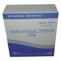 Sani Facial Tissue, 2-Ply, White, 40 Sheets/Box, 200 Boxes/Carton