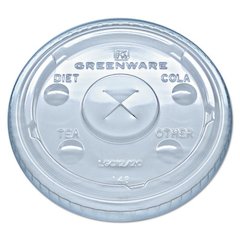Greenware Cold Drink Lids, Fits 9 oz Old Fashioned Cups/12 oz Squat Cups/20 oz Cups, Plastic, Clear, 1,000/Carton