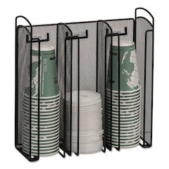 Onyx Breakroom Organizers, 3 Compartments, 12.75 x 4.5 x 13.25, Steel Mesh, Black