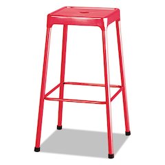 Bar-Height Steel Stool, Backless, Supports Up to 250 lb, 29" Seat Height, Red