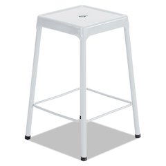 Bar-Height Steel Stool, Backless, Supports Up to 250 lb, 29" Seat Height, White