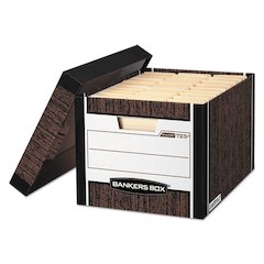 R-KIVE Heavy-Duty Storage Boxes, Letter/Legal Files, 12.75" x 16.5" x 10.38", Woodgrain, 4/Carton