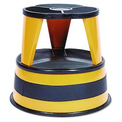 Kik-Step Steel Step Stool, 2-Step, 350 lb Capacity, 16" Diameter x 14.25"h, Orange