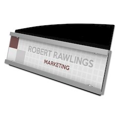 Interior Image Anti-Glare Sign Holder, Landscape, 8.5" x 2" Insert, Black/Silver