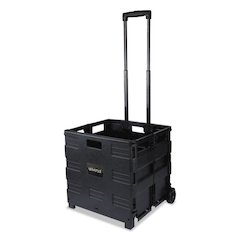 Collapsible Mobile Storage Crate, Plastic, 18.25 x 15 x 18.25 to 39.37, Black