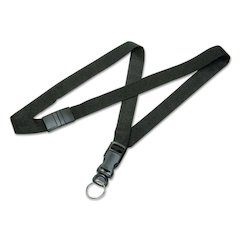 8455016130196, SKILCRAFT Breakaway Lanyard, Plastic Key Ring Fastener, 36" Long, Nylon, Black, Dozen