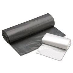 8105015171358, SKILCRAFT High Density Coreless Roll Can Liners, 57 gal, 25.4 mic, 36" x 58", Gray, Perforated Roll, 100/Box