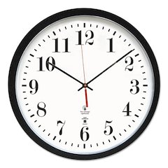 Black ATOMIC Contemporary Clock, 16.5" Overall Diameter, Black Case, 1 AA (sold separately)