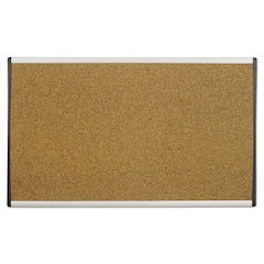 ARC Frame Cubicle Board, Cork Bulletin, 24" x 14", Tan Surface, Satin Aluminum Frame