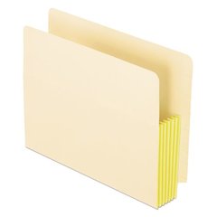 Manila Drop Front Shelf File Pockets with Rip-Proof-Tape Gusset Top, 5.25" Expansion, Letter Size, Manila, 10/Box