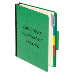 Vertical-Style Personnel Folders, 1/3-Cut Tab: Center, Expands 2", 5 Dividers, 2 Fasteners, Letter Size, Green