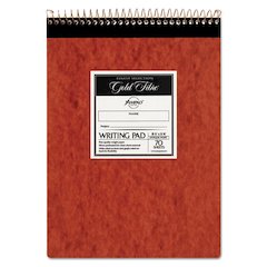 Gold Fibre Retro Wirebound Writing Pads, Red Cover, Wide/Legal Rule and Quadrille Rule (5 sq/in), (70) White 8.5 x 11 Sheets