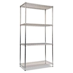 NSF Certified Industrial Four-Shelf Wire Shelving Kit, 36w x 18d x 72h, Silver