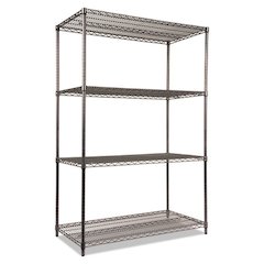 Wire Shelving Starter Kit, Four-Shelf, 48w x 24d x 72h, Black Anthracite