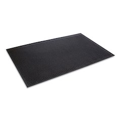 Crown-Tred Indoor/Outdoor Scraper Mat, Black Loop-Twist Ribbed Rubber Surface, 43.75" x 66.75"