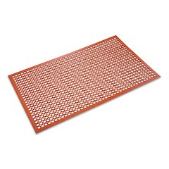 Grease-Resistant Safewalk-Light Wet/Oily Floor Anti-Fatigue Drainage Mat, 0.5" Thick, 36 x 60, Terra Cotta Perforated Surface
