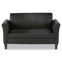 Alera Reception Lounge Sofa Series, Two-Cushion Loveseat, 55.5" x 31.5" x 33.07", Black