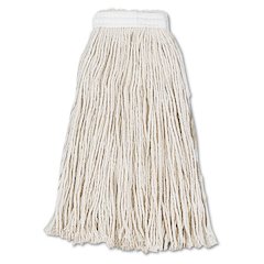 Cut-End Wet Mop Head, Cotton, #16, White, 12/Carton