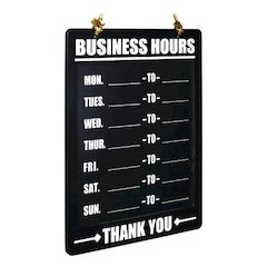 Business Hours Indoor/Outdoor Hanging Chalkboard, 10 x 0.38 x 20.75, Black/White