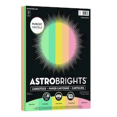 Color Cardstock -"Punchy Pastels" Assortment, 65 lb Cover Weight, 8.5 x 11, Assorted, 100/Pack
