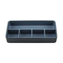 Fusion Five-Compartment Plastic Accessory Holder, Plastic, 12.25 x 6 x 2, Black/Gray
