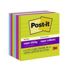 Note Pads in Summer Joy Color Collection Colors, 4" x 4", Note Ruled, 90 Sheets/Pad, 6 Pads/Pack