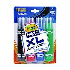 XL Poster Markers, Thin/Thick Chisel Tip, Assorted Classic Colors, 4/Pack