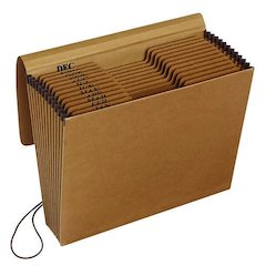 Kraft Indexed Expanding File, 12 Sections, Elastic Cord Closure, 1/12-Cut Tabs, Letter Size, Brown