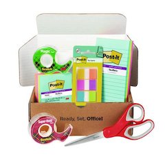 Office Essentials Kit, 7 Pads Assorted Super Sticky Notes, 1 Pack Flags, Roll Magic Tape, Roll Super-Hold Tape, 1 Scissors
