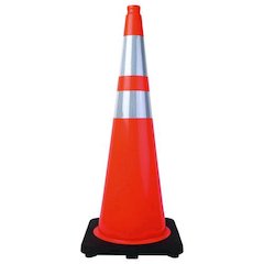 Traffic Cone, 14.5 x 1 x 36, Orange/Silver