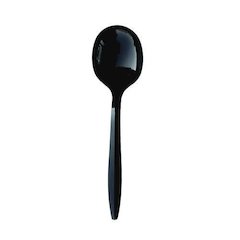 Mediumweight Polypropylene Cutlery, Soup Spoon, Plastic, Black, 1,000/Carton